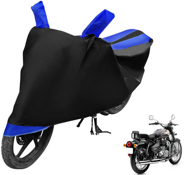 MOCKHE Two Wheeler Cover for Royal Enfield(Bullet 500, Black, Blue)