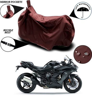 SEBONGO Waterproof Two Wheeler Cover for Kawasaki(Ninja H2, Maroon)