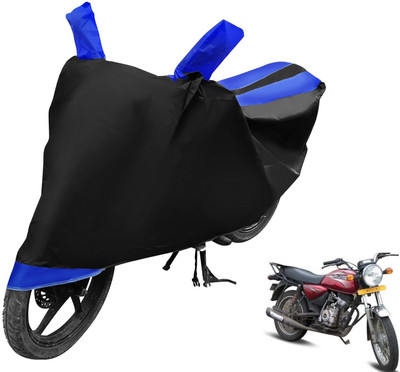 Auto Hub Two Wheeler Cover for Bajaj(Boxer AT, Black, Blue)