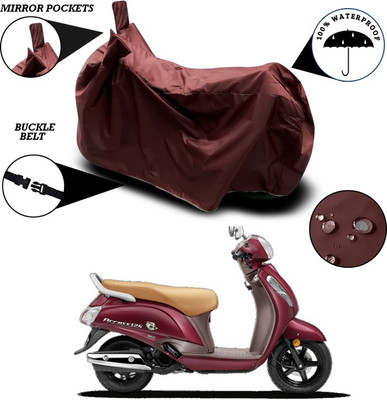 ANTHUB Waterproof Two Wheeler Cover for Suzuki(New Access 125, Maroon)