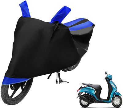 Auto Hub Two Wheeler Cover for Yamaha(Fascino, Black, Blue)