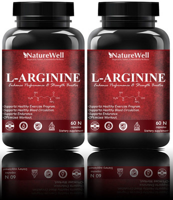 Naturewell Nitric Oxide L-Arginine Supplement 1000mg arginine l citrulline (Red 120N)Premium(2 x 60 No)