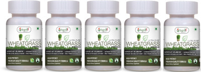 Vringra Wheatgrass Capsules For Detoxification–Wheatgrass Leaf Extract Capsules(Pack of 5)(5 x 12 Tablets)