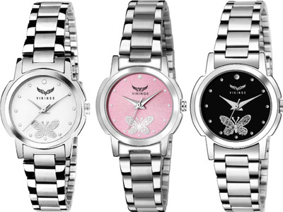 VIKINGS VK-TITLI COMBO-025-WHT-PNK-BLK-CHN COMBO Analog Watch  - For Girls