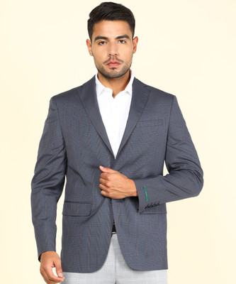 PETER ENGLAND Checkered Single Breasted Casual Men Blazer(Blue)
