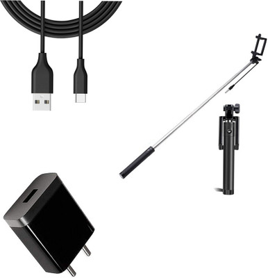 DAKRON Wall Charger Accessory Combo for Xiaomi Redmi Note 9(Black)