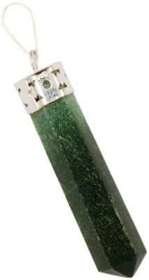 Takshila Gems Natural Green Jade Pendant Pencil Pointer Shape Green Jade Stone Locket Silver Jade Stone Pendant