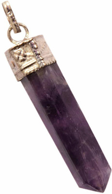 Takshila Gems Natural Amethyst Pendant Pencil Pointer Shape Amethyst Stone Locket Silver Amethyst Stone Pendant