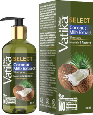 Dabur Vatika Select Coconut Milk Extract Shampoo|Nourish & Restore|No Parabens, Sulphate & Silicones  (300 ml)