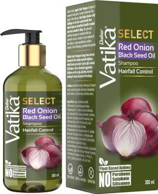 Dabur Vatika Select Red Onion Black Seed Oil Shampoo|Hairfall Control|No Parabens, Sulphate & Silicones(300 ml)