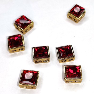 Mahabal Creations Crystal Maroon Kundans Square Shape for Jewellery Making - Size 10mm (Pack of 50) Maroon