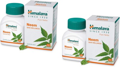 HIMALAYA Wellness Pure Herbs Neem Skin Wellness | Controls acne & Long-standing skin allergies and infections | Tablets - 60 Count (Pack Of 2)(Pack of 2)
