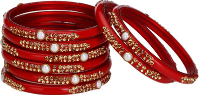 Somil Glass Crystal Bangle Set(Pack of 8)