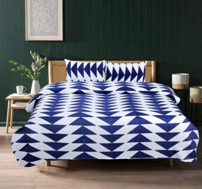 jim-Dandy 144 TC Polycotton Double 3D Printed Flat Bedsheet(Pack of 1, navy, White)