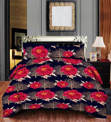 MKB Collections 160 TC Polycotton Double 3D Printed Flat Bedsheet(Pack of 1, Multicolor-26)