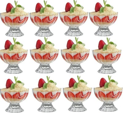 baluda Glass Serving Bowl Ice Cream Bowls Dessert Bowls Sundae Bowls Set Glass Disposable Dessert Bowl(Pack of 12, Clear)