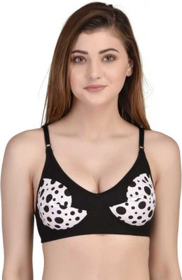 Cyxus 4G DOT BLACK COLOR BRA FULL COVERAGE COMFORTABLE NON PADDED BRA-(B CUP)784265 Women Full Coverage Non Padded Bra(Black)