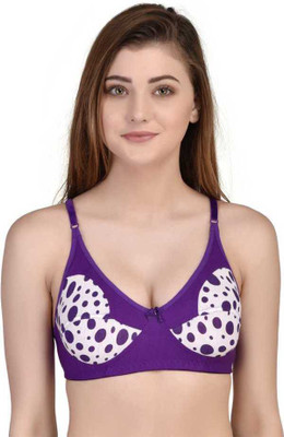 Cyxus 4G DOT PURPLE COLOR BRA FULL COVERAGE COMFORTABLE NON PADDED BRA-(B CUP) Women Full Coverage Non Padded Bra(Purple)