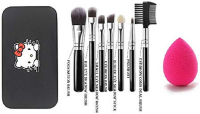 AVTY Makeup Brush Set of 7(Colour May Vary) with Storage box + sponge puff(Colour May Vary)(Pack of 7)