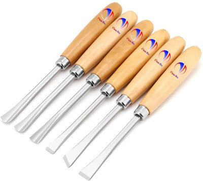 Mass Pro 6Pcs Professional Wood Handle Carving Chisels Tools, Woodworking Sculpting Wood Carving Chisel Set for DIY Art Craft Clay Carpentry Combination Chisel Set(Pack of 6)
