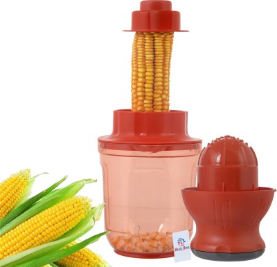 Heart Home 3 in 1 Juicer(Citrus Fruits and Soft Textured Fruits) with Corn Cutter Plastic Hand Juicer Easy to use,Red Vegetable & Fruit Chopper(Plastic Hand Juicer with Corn Cutter with Unbreakable Material for Kitchen)