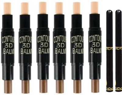 BTNT 3D BALM CONTOUR HIGHLIGHTER CONCEALER STICK WITH SUPER STAY LONG WEAR MATTE FINISH KAJAL(8 Items in the set)