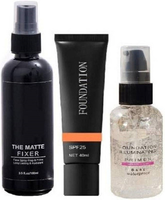CIVAKI Daily Use Makeup Combo-Makeup Primer with Makeup Fixer and Liquid Foundation(3 Items in the set)