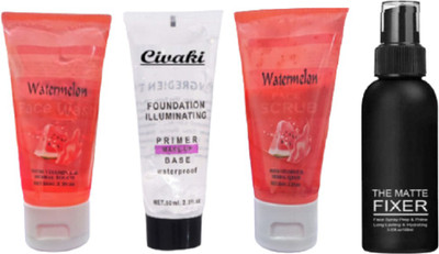 CIVAKI watermelonfacewash+facescrub+tubeprimer+themattefixer makeupprimer,makeupsettngspray,makeupfixer,themattefixer(4 Items in the set) CIVAKI watermelonfacewash+facescrub+tubeprimer+themattefixer makeupprimer,makeupsettngspray,makeupfixer,themattefixer(4 Items in the set)