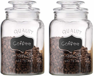 DEEP ENTERPRISE Glass Cookie Jar  - 1500 ml(Pack of 2, Clear)