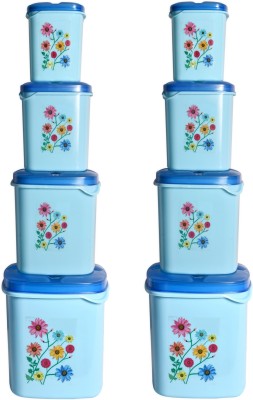 Bappy Plastic Grocery Container  - 1500 ml, 1000 ml, 500 ml, 250 ml(Pack of 8, Blue)