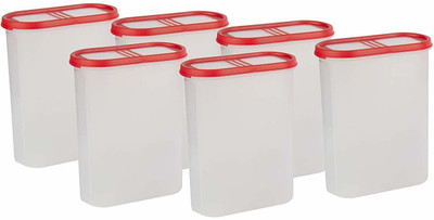 Cutting EDGE Plastic Grocery Container  - 2400 ml(Pack of 6, White, Red)