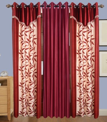 Ruhi Home Furnishing 274 cm (9 ft) Polyester Room Darkening Long Door Curtain (Pack Of 3)(Printed, Multicolor)
