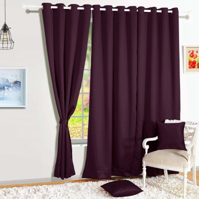 Parda Sansar 153 cm (5 ft) Satin Blackout Window Curtain (Pack Of 3)(Solid, Wine)