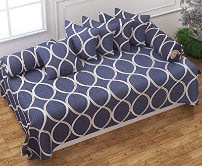 Newigi Polycotton Geometric Diwan Set(Blue)