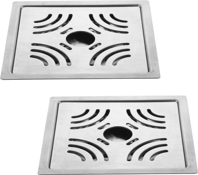 RUHE Floor Stainless Steel Push Down Strainer(15 cm Set of 2)