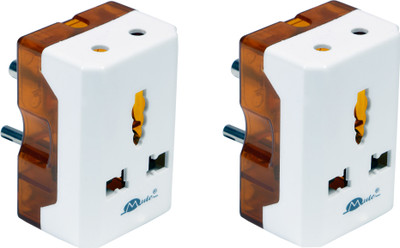 mute Travel Universal 6A -16A Electrical Multi Plug Adaptor Light to Power Electrical Socket (Pack of 2) Three Pin Plug(White, Brown)