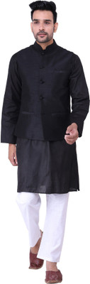 HUZUR Men Kurta Churidar Ethnic Jacket Set
