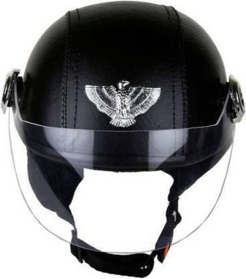 RDX RACING BLACK LEATHER SMART CAP Motorbike Helmet(Black)