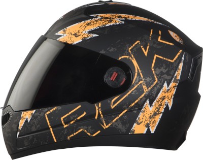Steelbird SBA-1 R2K LIVE Full Face Helmet in Matt Black/Orange with Smoke Visor Motorbike Helmet(Matt Black/Orange)