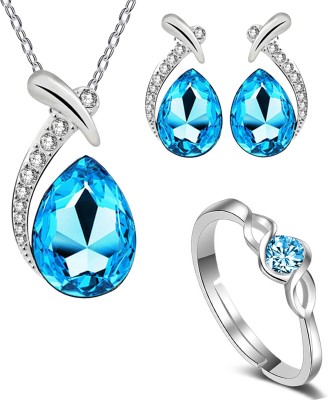 Om Jewells Alloy Rhodium Blue, White Jewellery Set(Pack of 1)