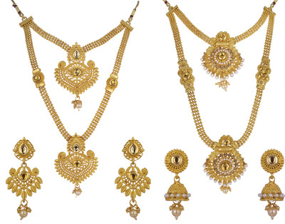 R A Enterprises Alloy Gold-plated Gold Jewellery Set(Pack of 2)