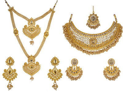 R A Enterprises Alloy Gold-plated Gold Jewellery Set(Pack of 2)