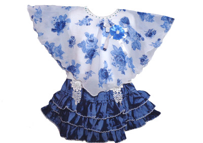 kids fashion hub Baby Girls Midi/Knee Length Festive/Wedding Dress(Blue, Short Sleeve)