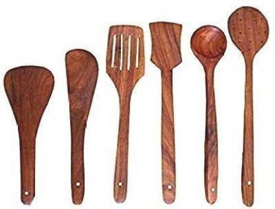 Smarts collection Serving Spoon Set (Pack of 6) Kitchen Tool Set(Brown, Cooking Spoon)