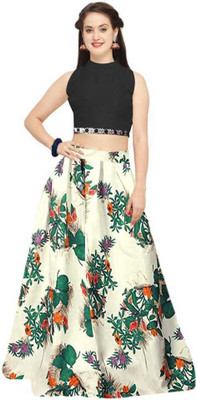 Omstarfasions Embroidered Semi Stitched Lehenga & Crop Top(Multicolor)