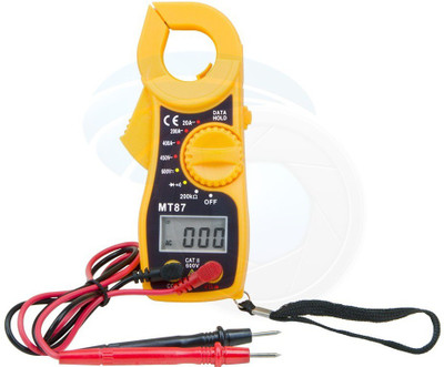 GoodsBazaar MT-87 Mini Pocket-Sized Digital Clamp Meter Clip-on Meter Tong Jaw Tester MT87 Digital Multimeter(Yellow 2000 Counts)