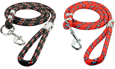 Quickato Round Designer Orange & Black Dog Belt/Collar Belt for All Breed Dogs Dog Collar & Leash Dog Leash 150 cm Dog Strap Leash(Orange, Black)