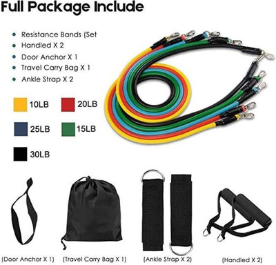 Gymnest 11 Pieces Resistance Band Set with Handles Portable Toning Tubes with Door Anchor Resistance Tube(Multicolor)