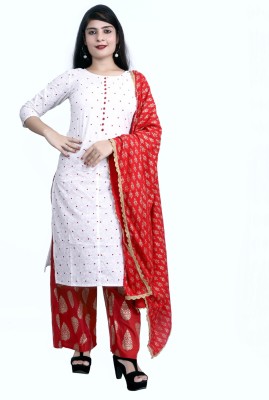 DaisySkirt Polka Print Kurta, Palazzo & Dupatta Set