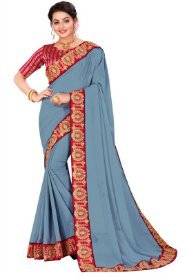 AMAR SAREES Solid/Plain Jamdani Georgette Saree(Grey)